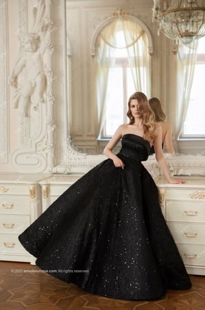 bead-embellished strapless gown