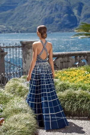 Crossover Halter tulle Beaded Gown