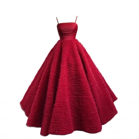 Strap gown with ruffle skirt