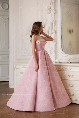 bead-embellished strapless gown