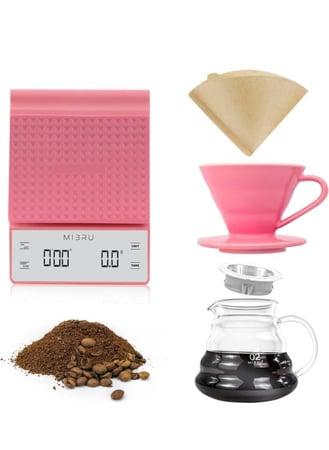 طقم ادوات قهوه مقطره لون وردي