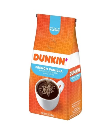 دانكن قهوة مطحونة متوسطة التحميص نكهة الفانيلا 340 جم Dunkin Medium Roast Ground Coffee French Vanilla