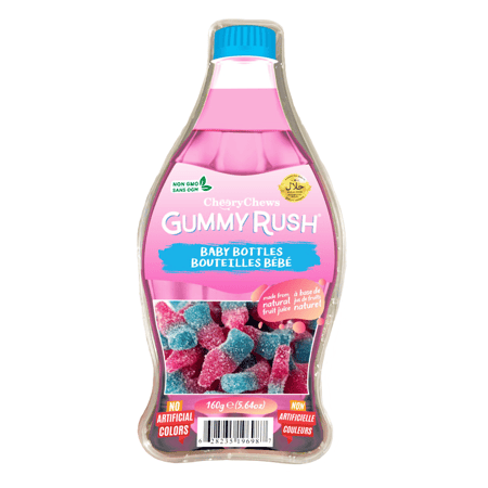 GUMMY RUSH BABY BOTTLE 160G / جامي راش بنكهة العلكة وحلوى شعر البنات زجاجة 160غ