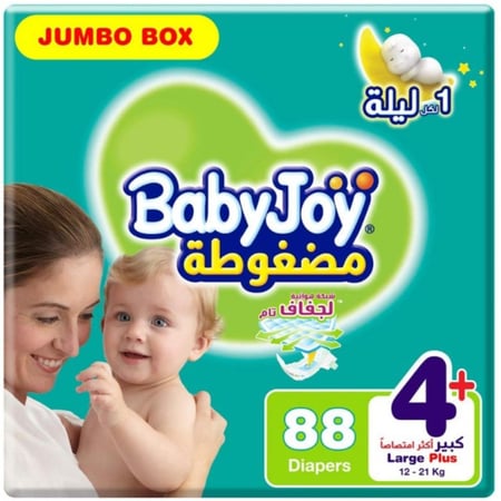 بيبي جوي حفائض مضغوطة مقاس 4+ - 88 حفاضة