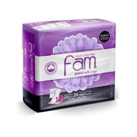 فام حفائض سيدات ليلي بالأجنحة عبوة أقتصادية 24 قطعة