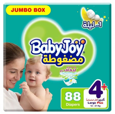 بيبي جوي حفائض مضغوطة مقاس +4 عبوة 88 حفاضة