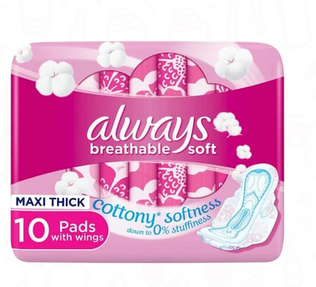 فوط صحية قطنية ماكسي سميكة طويلة من اولويز- 10 فوط