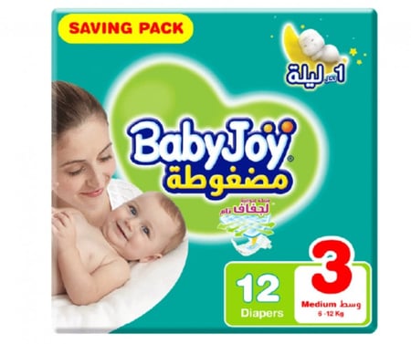 بيبي جوي مقاس (3) وسط عبوة صغيرة 12 حفاضة
