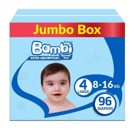 حفاضات سانيتا بامبي بوكس جامبو مقاس #4 كبير 96حفاضة