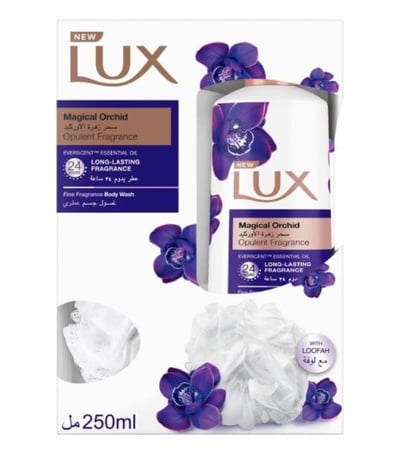 لوكس غسول جسم عطري - سحر زهرة الاوركيد - 250 مل مع ليفة مجانية