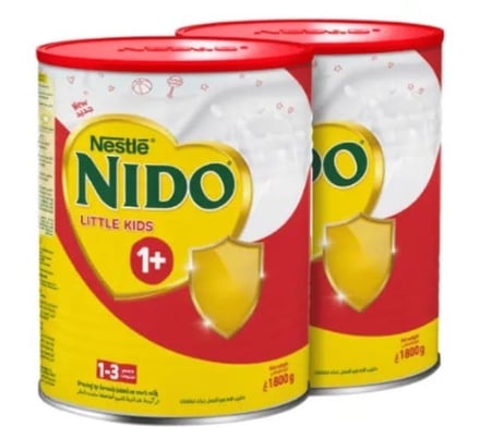 نيدو حليب اطفال رقم (+1) من 1-3 سنوات عبوة مزدوجة 2×1800 جم