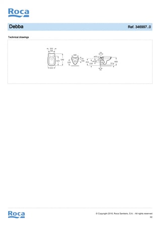 كرسي حمام معلق مع غطاء هيدروليك ابيض Debba روكا / ROCA