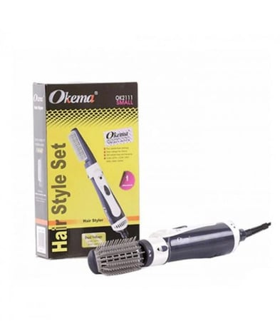 فرشاة تصفيف الشعر مع ملحق واحد من اوكيما OK - 2111 ازرق وابيض