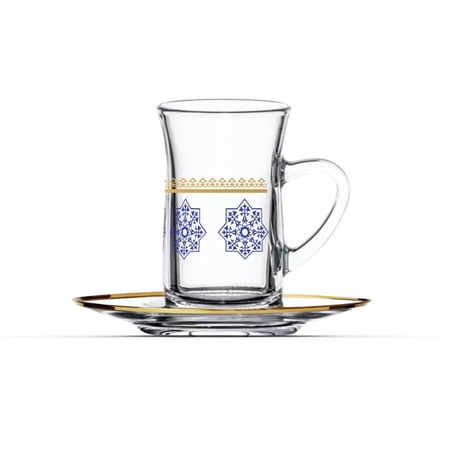 طقم بيالات و فناجين شاي مذهبة بزخرفة عصرية وانيقة