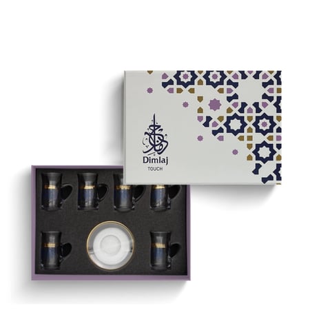 طقم بيالات و فناجين شاي مذهبة بزخرفة عصرية وانيقة