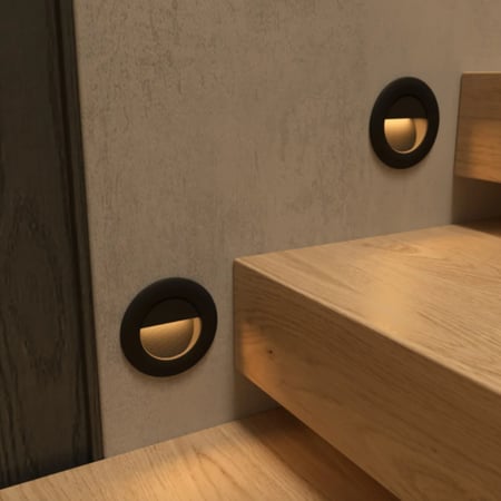 انارة درج وممرات - كشاف درج اطار دائري - لون اسود