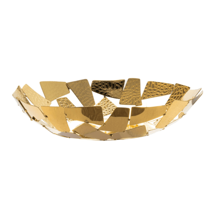صينية تقديم دائرية تصميم مفرغ من السيف - لون ذهبي