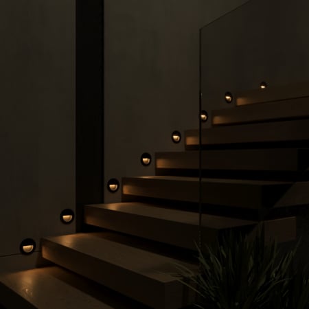 انارة درج وممرات - كشاف درج اطار دائري - لون اسود