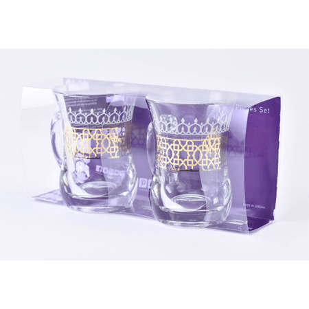 طقم مجات زجاجية مذهبة بزخرفة عصرية