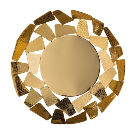 صينية تقديم دائرية تصميم مفرغ من السيف - لون ذهبي