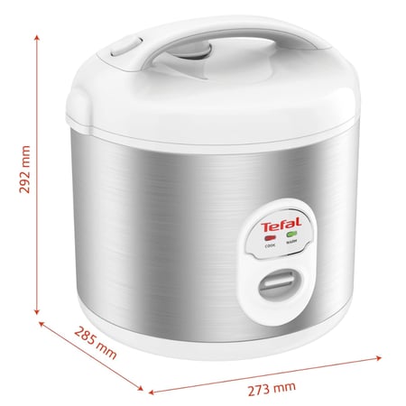 طباخة رز كهربائية كروية الشكل من تيفال - سعة 1.8 لتر  - لون فضي وابيض