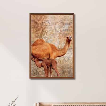 لوحة جدارية كنفاس مطبوعة وديكور  نقشة الإبل مع السجاد