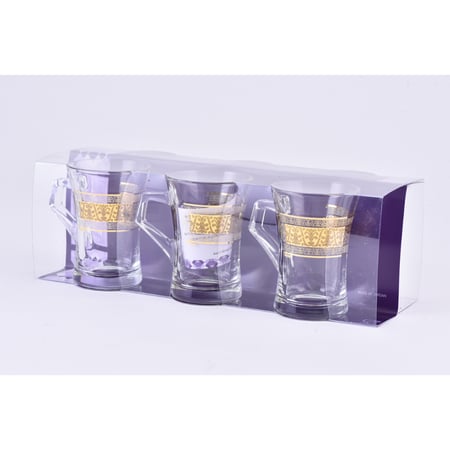 طقم كاسات شاي بيد مذهب بزخرفة هندسية عصرية وانيقة