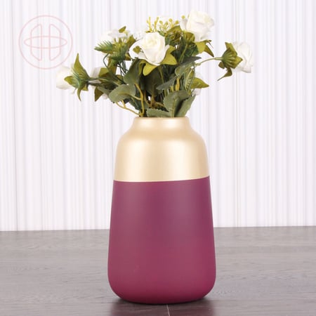 ديكور - مزهرية - رمادي و عنابي