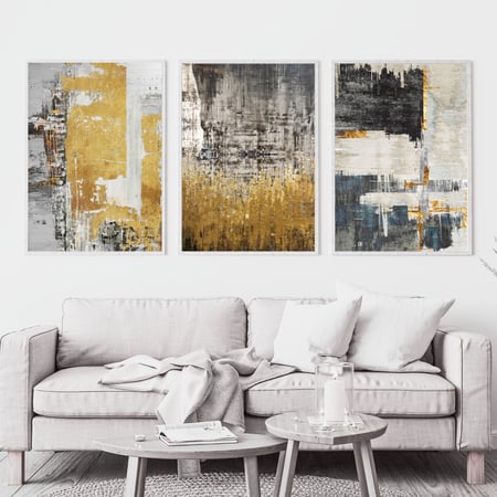 طقم من 3 لوحات جدارية كانفس فن تجريدي