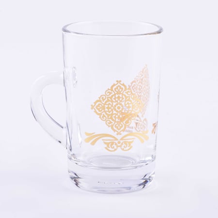 طقم بيالات و فناجين شاي مذهبة بزخرفة عصرية وانيقة