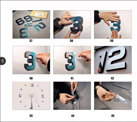 ساعة جدارية كلاسيكية لاصقة 3D لون اسود سهلة التركيب