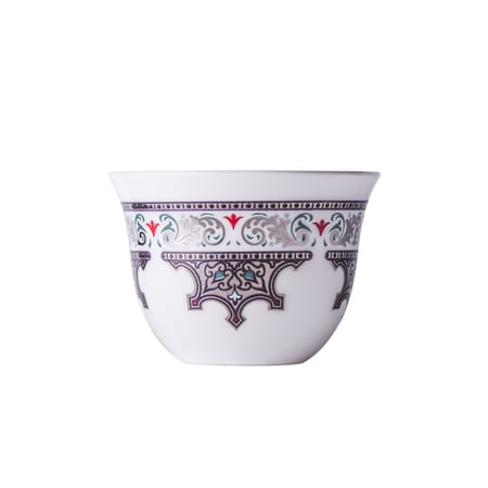 طقم فناجين قهوة عربية بورسلان بزخرفة بلاتينية فاخرة