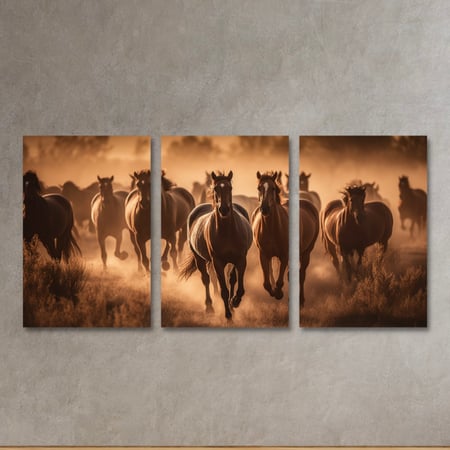 لوحة كنفاس الخيول - طقم من 3 لوحات مطبوعة