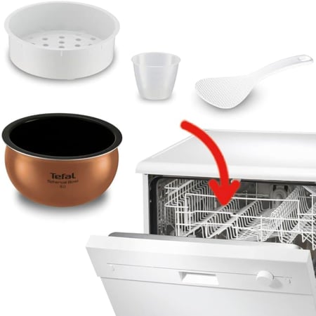 طباخة رز كهربائية كروية الشكل من تيفال - سعة 1.8 لتر  - لون فضي وابيض