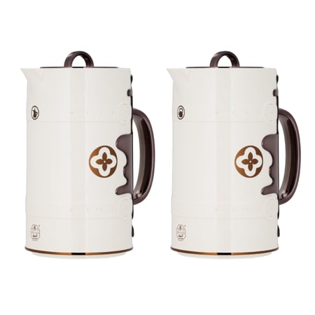 طقم ترمس حراري للقهوة والشاي من السيف - سعة 1 لتر - لون عاجي وبني