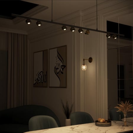 اضاءة سقف معلقة -انارة علاقي طولية 8 عدسات ليد متحركة تصميم عصري وحديث