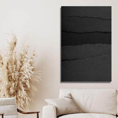 لوحة جدارية كنفاس مطبوعة وديكور فن تجريدي - لون أسود