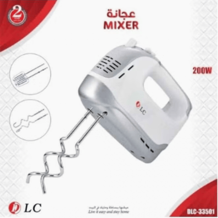 مضرب بيض كهربائي/عجان من دي ال سي - 200 واط - لون ابيض