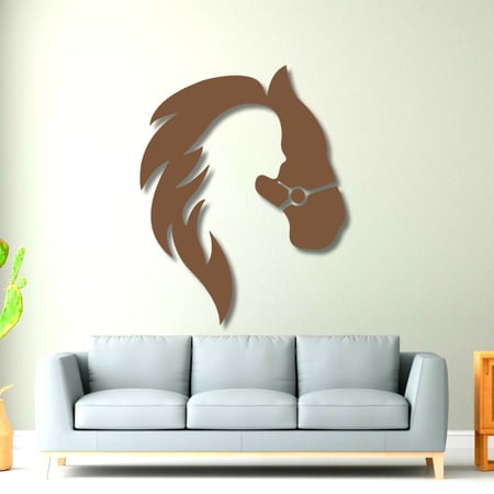 منحوتة خشبية لوحة ديكور نقشة وجه الخيل وامرأه