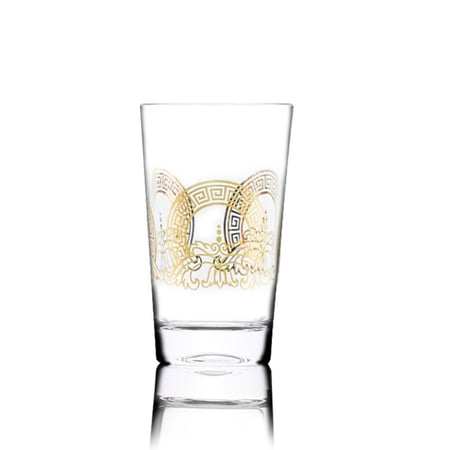 طقم كاسات زجاجية مذهبة بزخرفة هندسية عصرية وانيقة