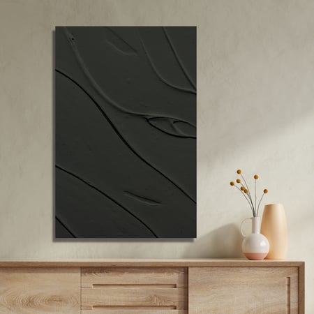 لوحة جدارية كنفاس مطبوعة وديكور فن تجريدي - لون أسود