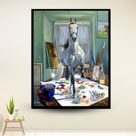 لوحة خيل ابيض جدارية