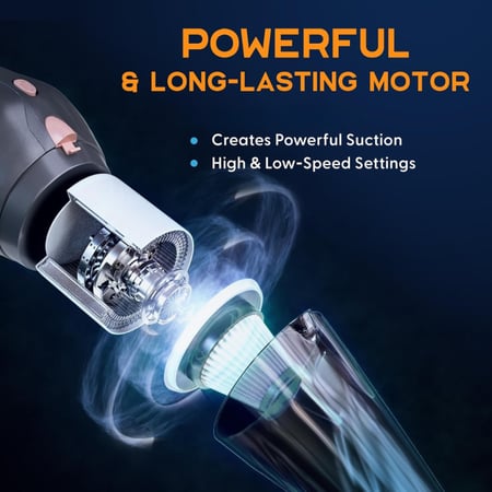 مكنسة كهربائية بقوة 120 واط محمولة باليد من JSA - مكنسة سيارة محمولة سلكيه مع شفط قوي - مكنسة كهربائية صغيرة للسيارة والكنبة والمنزل