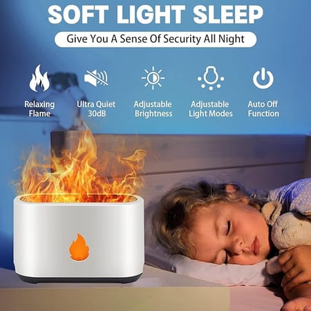 موزع زيوت عطرية مع ضوء لهب مع جهاز تحكم عن بعد