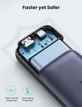 يوجرين - بطارية متنقلة شاحن متنقل شحن سريع PD 10000mAh بقوة 20 واط USB-A+USB-C - (ازرق داكن)