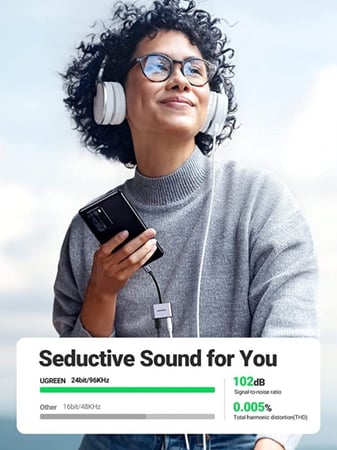 يوجرين - كيبل شحن لتحويل USB- سي لمدخل سماعة 3.5 ملم