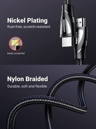 يوجرين كيبل HDMI 2.1 مغطى بالنايلون - 8K