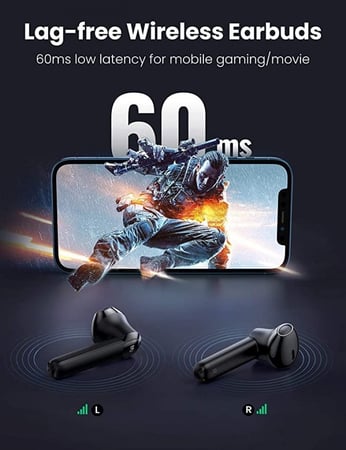 يوجرين - سماعة أذن لاسلكية ترو T2 بلوتوث 5.0 (أسود)