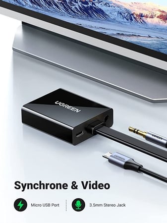 محول HDMI إلى VGA نشط مع مقبس صوت 3.5 مم