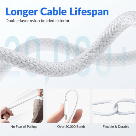 Celibery - كابل شحن تايب سي إلى تايب سي مضفر - 1 متر